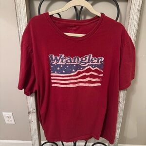 Wrangler Men‎ XXL Red Flag Mountain Graphic T Shirt Western USA Cotton Tee